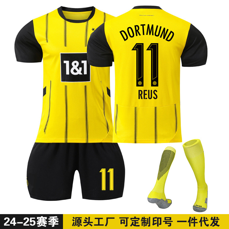 2425 Dortmund jersey number 11 Reus Haaland football suit men's sports competition team uniform with printed number 2425 Dortmund jersey number 11 Reus Haaland football suit men's sports competition team uniform with printed number