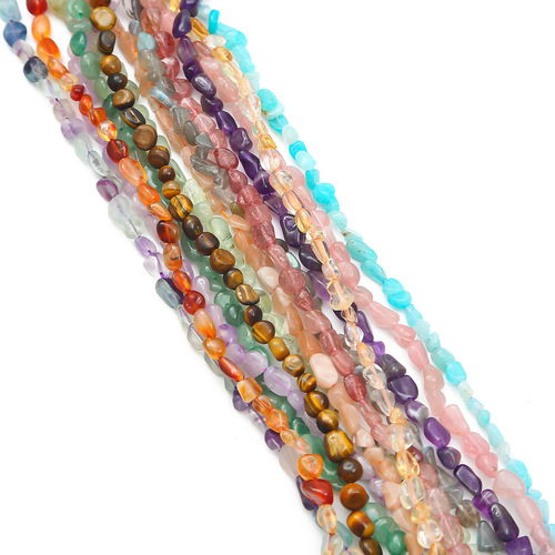 Natural stone straight-hole freeform loose beads, handmade DIY bead stringing materials—semi-finished bracelet and necklace components for jewelry accessories