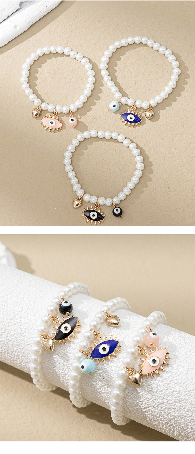 Fashion Eye Alloy Glass Beaded Plating Womenu0027S Bracelets 1 Set