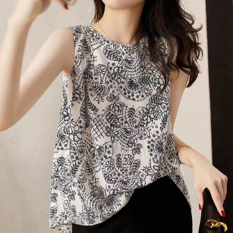 Áo hai dây nữ in họa tiết Hàn Quốc phong cách rộng mặc ngoài hoặc mặc trong — Trang chủ chi tiết 1
