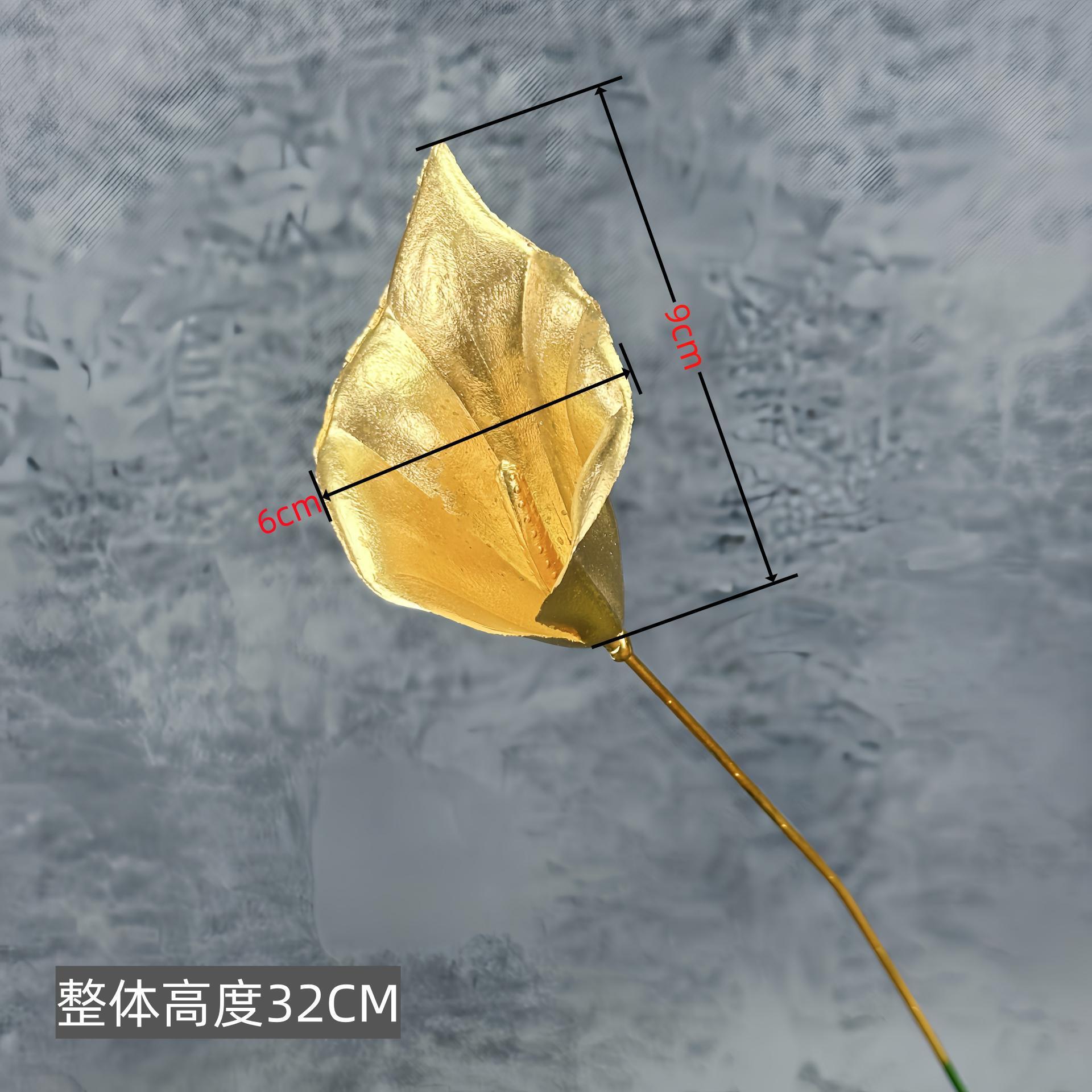 Flor artificial de oro solo tenedor fruta roja eucalipto ginkgo hoja gran amor Hortensia de madera Año Nuevo bendición cubo arreglo floral adornos