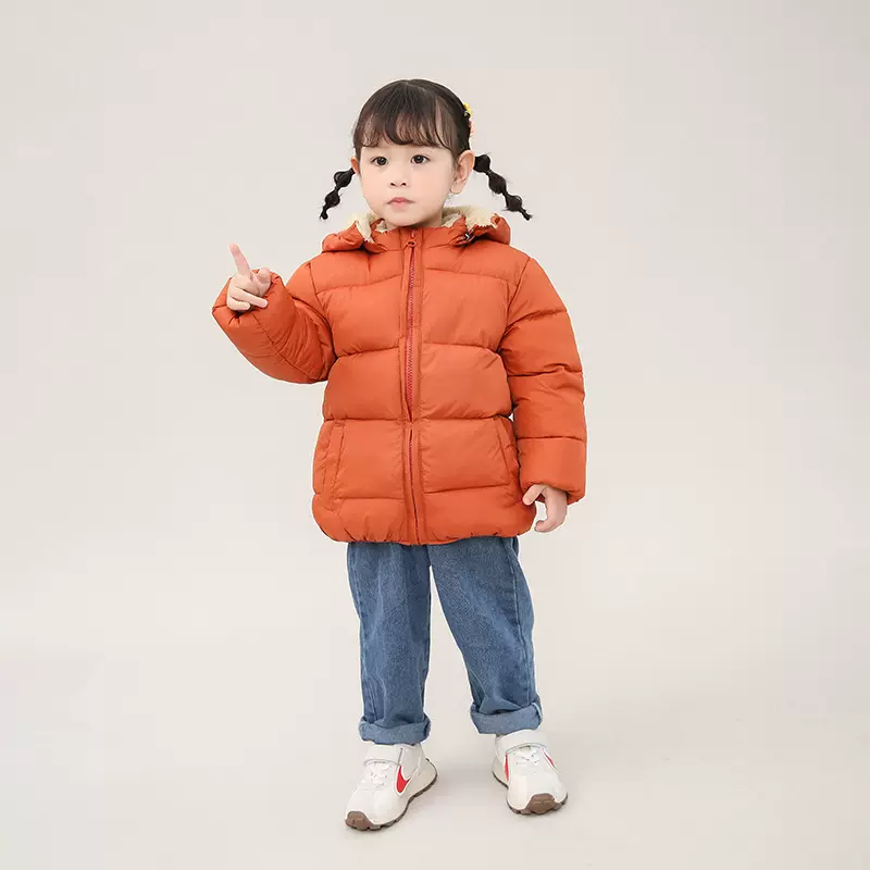 2025亚马逊儿童加绒保暖棉衣男童羽绒棉服女童棉袄宝宝加厚童装