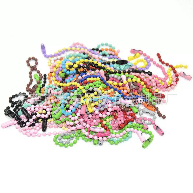 DIY ювелирные аксессуары сплав краска цвет 2,4 мм круглый стеклянный шарик цепочка бирка цепочка Ювелирная цепочка брелок кулон