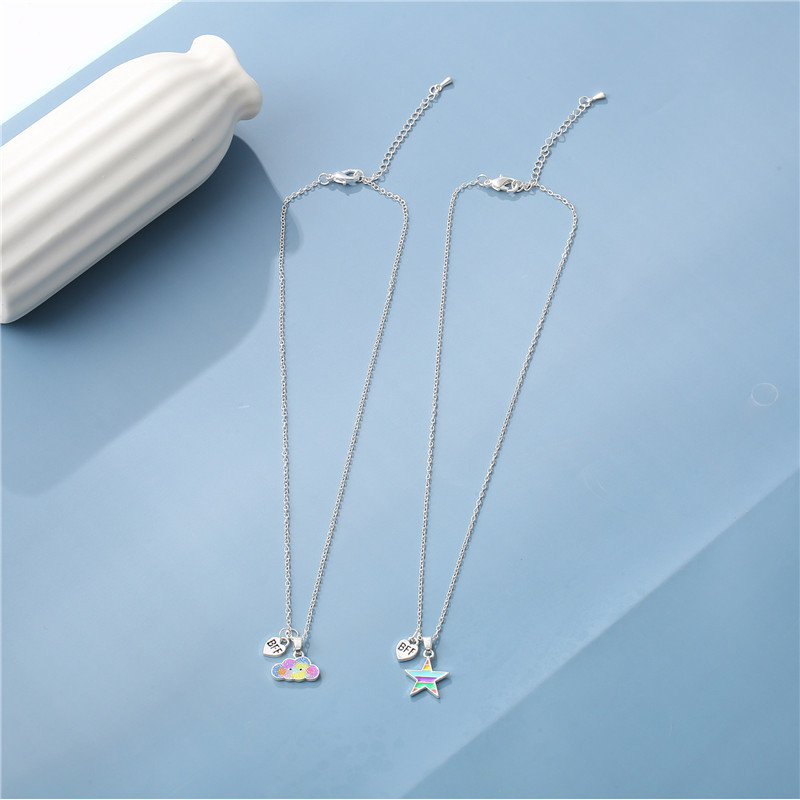 Cartoon Style Geometric Alloy Enamel Girl's Necklace 2 Pieces display picture 3