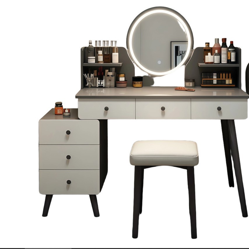 2026 nuevo estilo de camerino dormitorio moderno simple mesa de maquillaje ligera de lujo alta sensación de pequeño escritorio de la casa cabina trasera