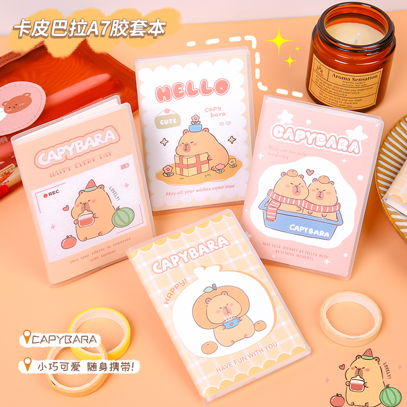 Cuaderno de bolsillo Capibara A7 portátil creativo lindo de alto valor de visualización cubierta de plástico dibujo personalizado