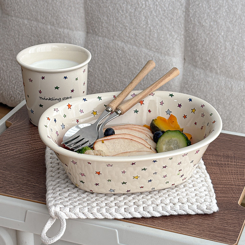 Mooney Korean Ins Colorfulful Star Tableware Dessert Plate Breakfast Bowl Coffee Cup Home Tableware Set Gift Box Mooney Korean Ins Colorfulful Star Tableware Dessert Plate Breakfast Bowl Coffee Cup Home Tableware Set Gift Box