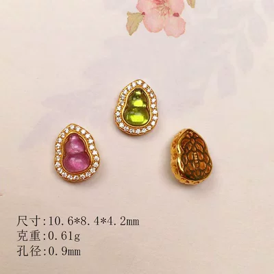 semi-finished products, Zərgərlik ara hissələri - diamond-encrusted-gold-plated-tourmaline-gourd-large-size