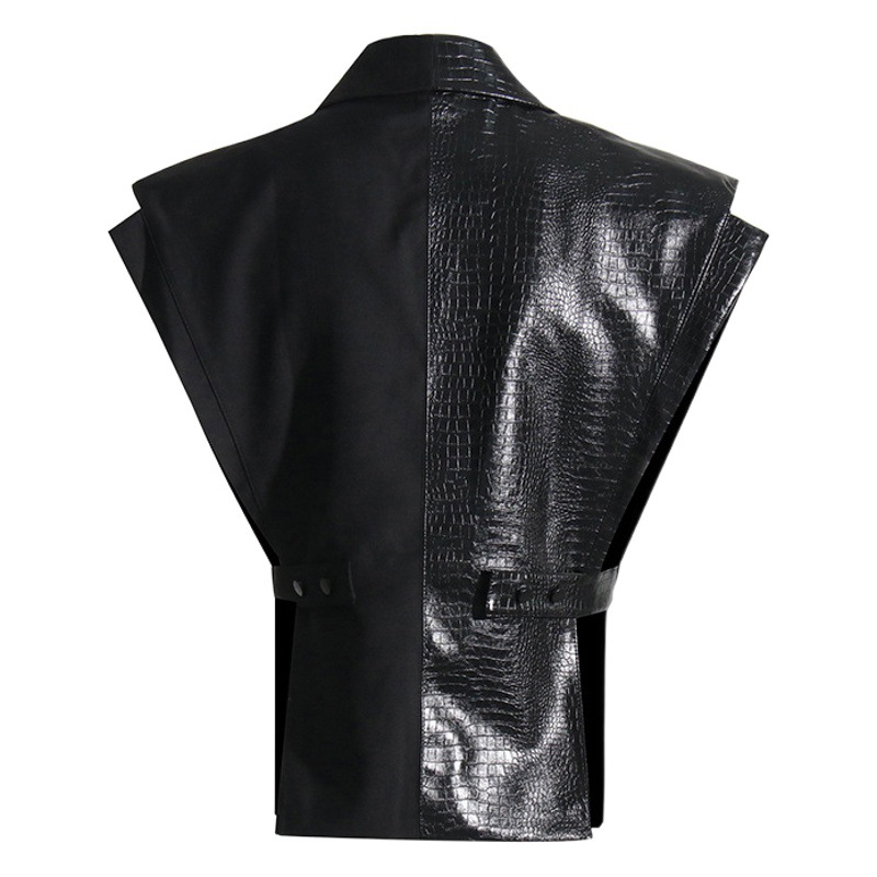 En stock 2024 nuevo cocodrilo patrón de costura de cuero traje de tela chaleco personalizado corte moda ajustable capa superior moda