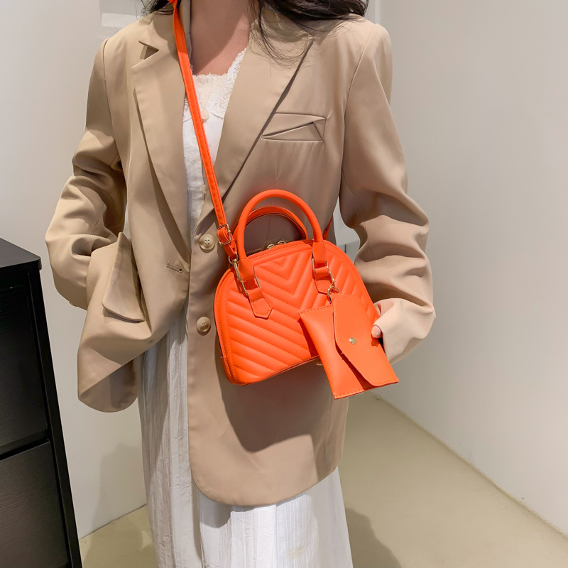 Bolsa de mensajero de hombro de alta calidad de la señora de la bolsa de concha de dos piezas a rayas todo fósforo de moda de este año