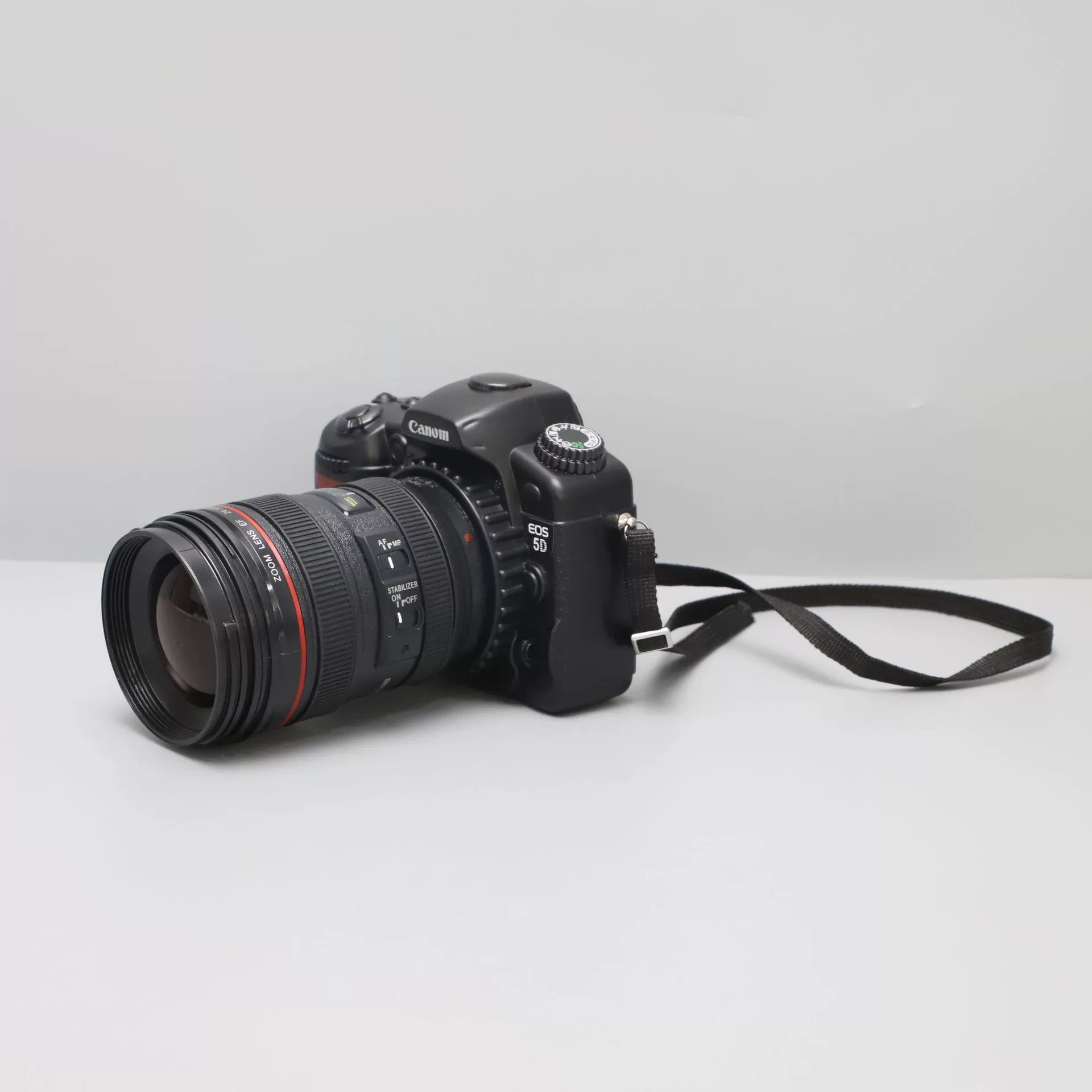Modern and minimalistic realistic camera, model, minifigure, decorations, stand