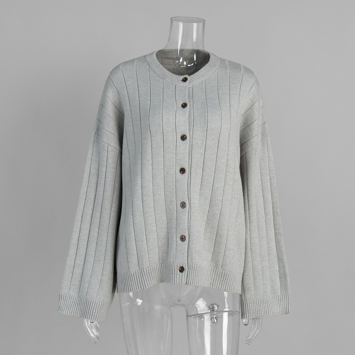 Cardigan suelto transfronterizo otoño-invierno 2025, cardigan de cuello redondo, cardigan de punto de estilo europeo y americano para mujeres