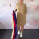 2025 Summer New Cross-border Amazon Fashion European and American Solid Color V-neck Seven-sleeve Mid-length Dress dress Women's Clothing