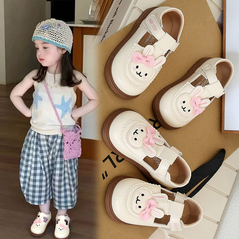Niñas bonitas zapatos de conejo 2026 verano nuevo bebé Mary Jane Leaf zapatos suaves zapatos antideslizantes