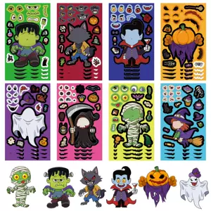 Toy Puzzle Stickers Original Halloween Make a Face Stickers Handicrafts Waterproof Repeatable Stickers