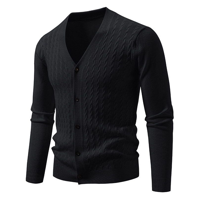 Moderner V-Ausschnitt-Strickcardigan für Herren – koreanisch inspiriertes, leichtes Basic-Teil zum Kombinieren_voghion.com