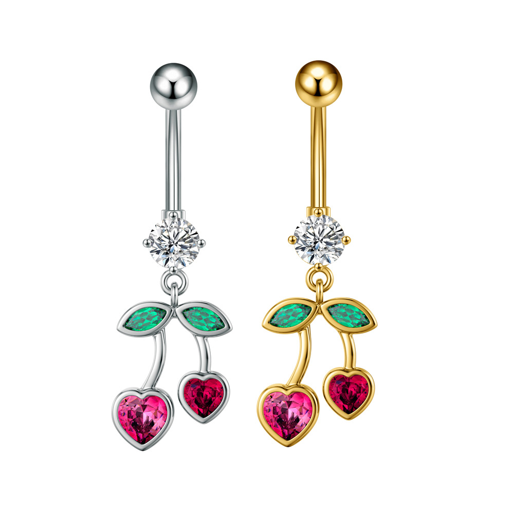Nouveau piercing Cross-border R : Cœur, Cerise, Perle, Lune, Pentagramme, Zirconium, Papillon, Zircon, Acier inoxydable_voghion.com