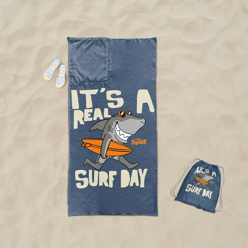 Toalla de playa plegable dos en uno transfronteriza toalla de baño impresa toalla de playa integrada bolsa de almacenamiento