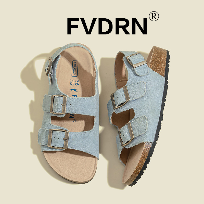 Todo cuero ~ Buckener plataforma zapatos de mujer 2025 verano nuevo estilo Velcro vintage zapatos romanos sandalias Boken