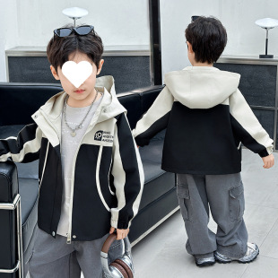 Boys Spring and Summer Jacket 2025 New Kidsren's Casual Medium and Large Kidsren's Style Boy's Windbreaker Baby Color Matching Jacket