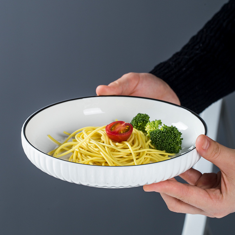皿セット家庭用陶磁器円飯皿現代シンプル大サイズ料理皿深スープ皿食器セット2-6個セット|undefined