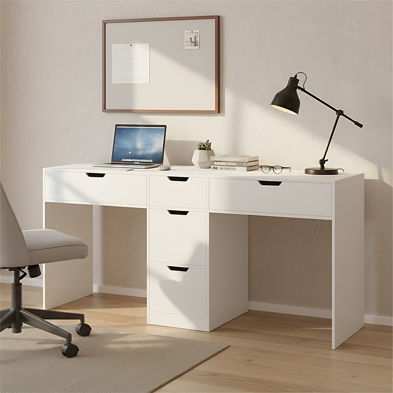 Solid Wood Double Desk Storage Cabinet Integrated Dressing Table Home Bedroom Student Desk with Drawer Computer Desk