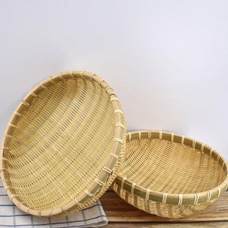 竹编制品馒头馍筐筲簸箕农家用手工圆收纳沥水篮竹篓筐有无孔筛子|undefined