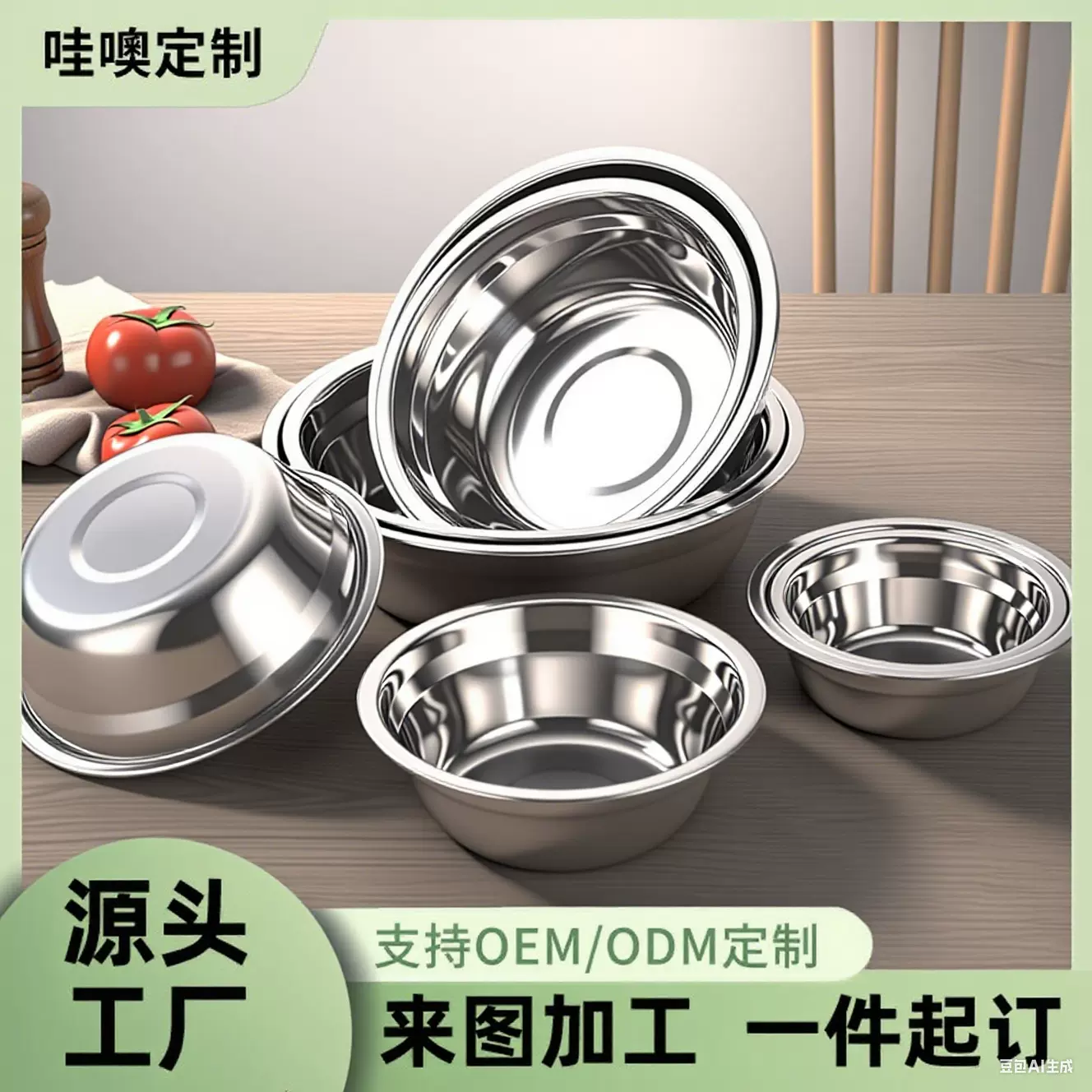 定制不锈钢盆带磁无磁加厚汤盆家用汤碗摆摊货源洗菜洗脸盆打蛋盆