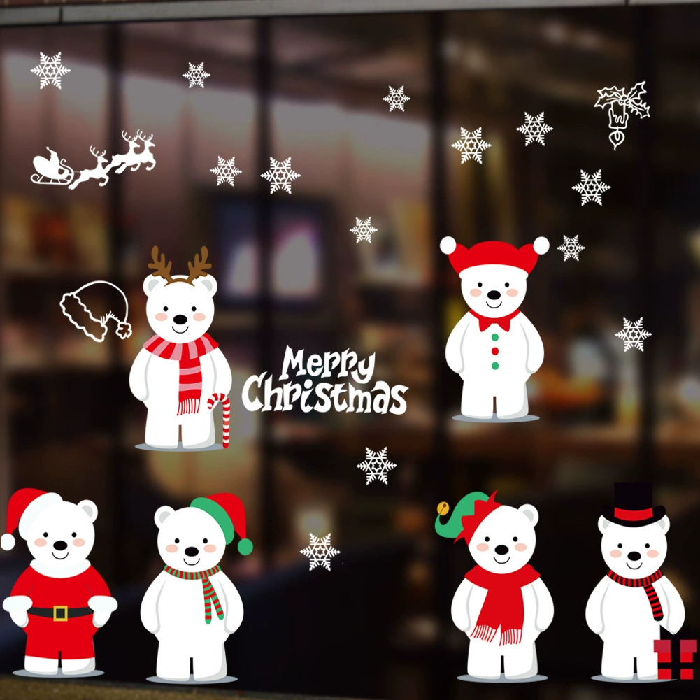 Рождественские стеклянные электростатические наклейки, красочные наклейки на окна, украшения торгового центра, рождественские украшения, товары для украшения, производители оптом
