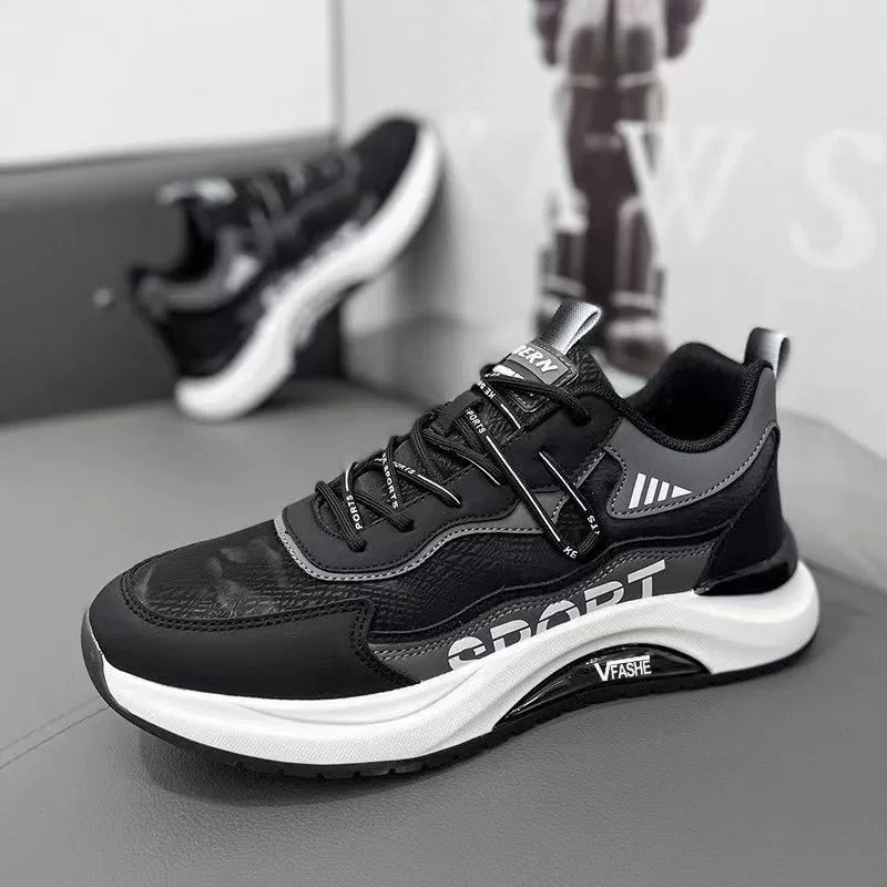 Мужская обувь модная универсальная Молодежная Спортивная повседневная обувь для бега на толстой подошве скрытой высоты черный папа ins модная обувь