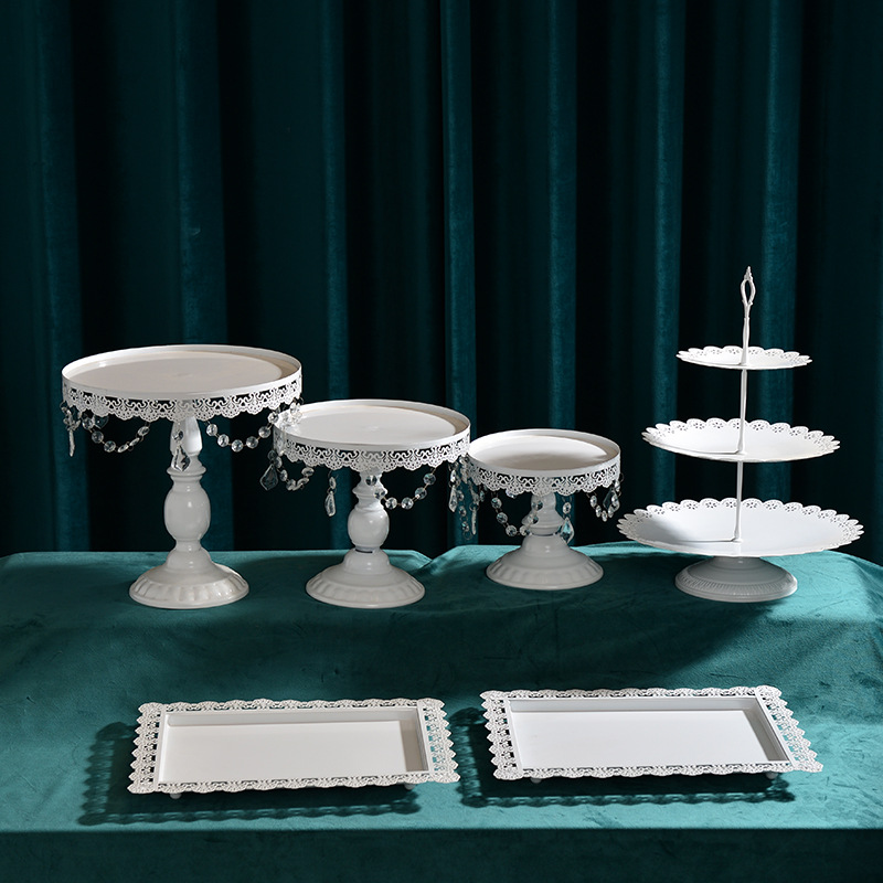 Plato de aperitivos de tres capas soporte de pastel mesa de postre de doble capa sala de estar casera creativa plato de fruta de cerámica Luz de lujo estilo europeo image 12