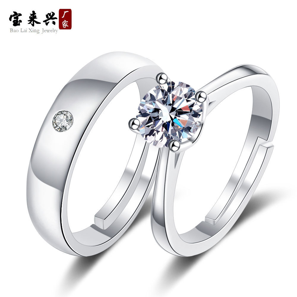 Japonés y coreano nuevo estilo coreano pareja de hombres y mujeres anillo de diamantes boca abierta regalo de San Valentín para la novia en vivo al por mayor