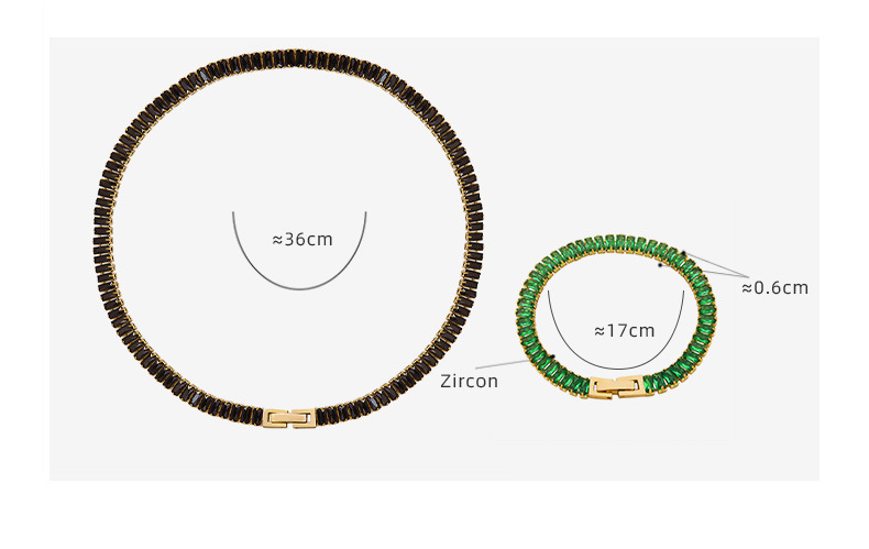 Fashion Square Titanium Steel Inlay Zircon Womenu0027S Bracelets Necklace