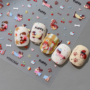 Cartoon Jelly Nail Art Stickers Internet Celebrity New Cute Cute Dachshund Puppy Heart Cherry Nail Decoration Stickers