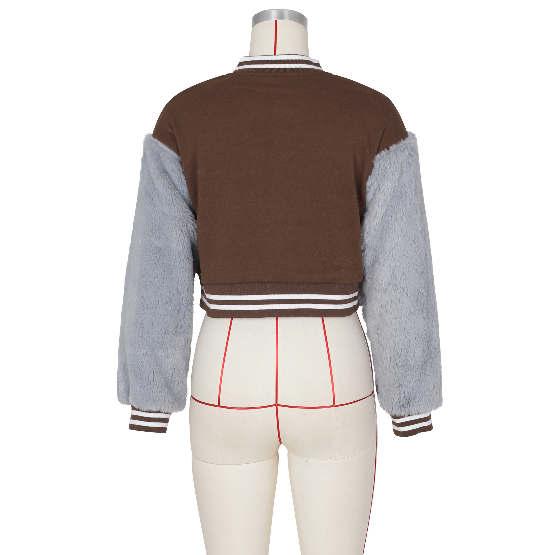Damen Baseballjacke Mit Fellärmeln Für Den Lässigen Alltag_voghion.com