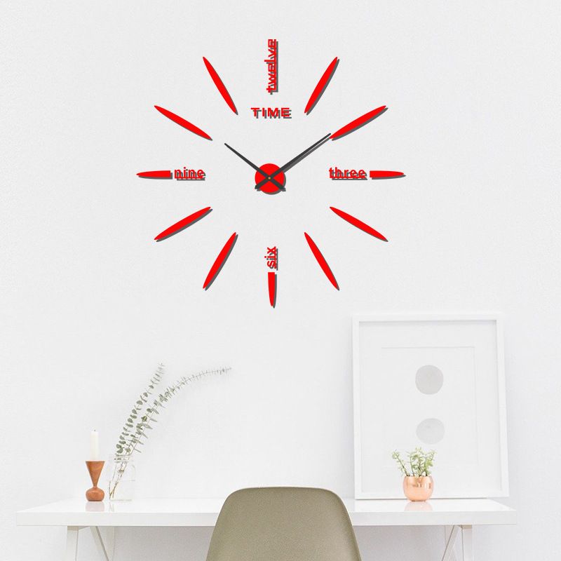 Simple creativo acrílico 3D decorativo etiqueta de la pared DIY Reloj de pared dormitorio sala de estar espejo reloj mudo etiqueta de la pared reloj