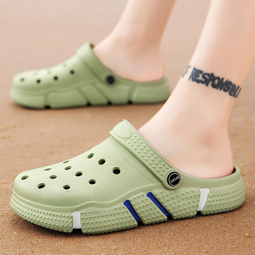 Summer Slip-on Shoes for Men, Trendy, Durable, Cap-toe, Outdoor, Thick-soled Beach Sandals, Casual, Couple's Shoes