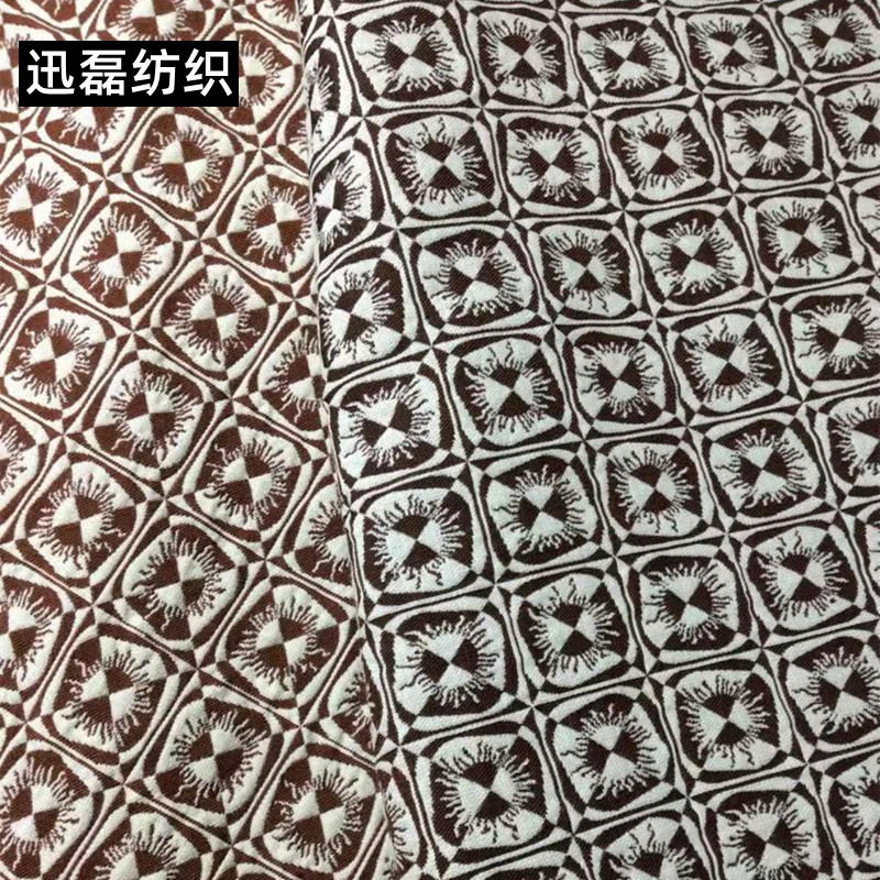 民族风几何图案色织提花复古提花面料女装提花布面料时装箱包布料