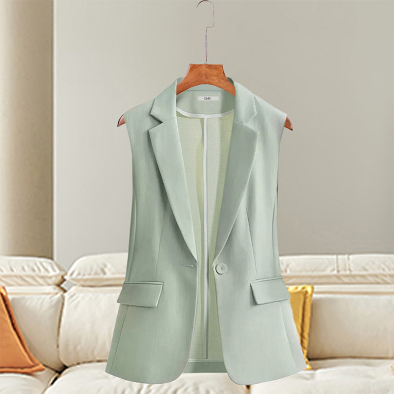 2025 Summer New Women's Casual Solid Color Layered Vest Sleeveless Fashionable Top Vest Jacket