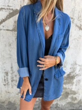 O 45727 Relaxed Collar Denim Jacket ţ������ �羳ŷ��