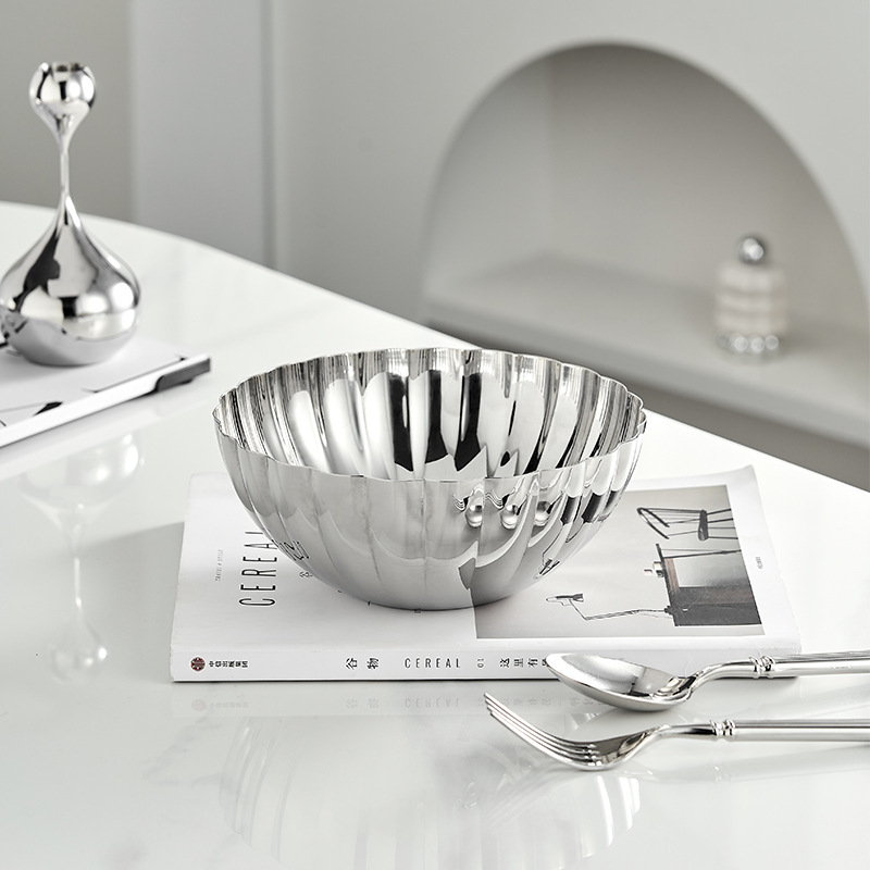 Scandinavian Creative Stylish Stainless Steel Fruit Plate Simple Living Room Coffee Table Decoration Ornaments Home Dining Table Fruit Plate Ornaments