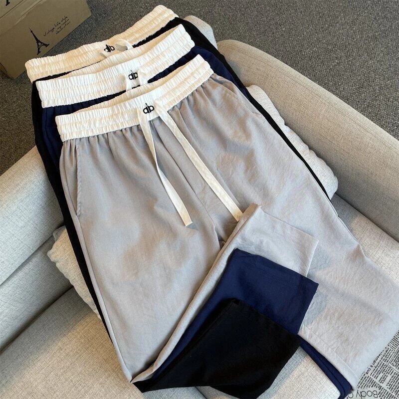 Summer Thin Casual Pants Light Luxury Embroidered Designer Style Comfortable Breathable Summer Thin Loose Straight Pants for Men