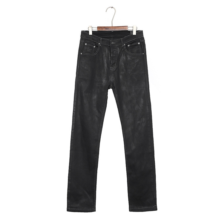 Invisibleivm Dark Ro Basic Wax Coated Wax Slim Denim Casual Pants High Street Men