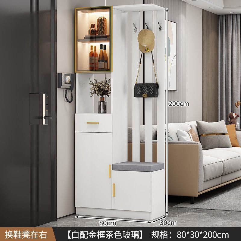 轻奢玄关柜鞋柜一体现代简约多功能客厅玄关隔断柜酒柜鞋凳储物柜|undefined