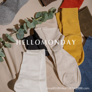 83557 Zhuji Socks Dopamine Socks Breathable Internet Celebrity Solid Color Mid-Tube Japanese Style College Style Pile Socks