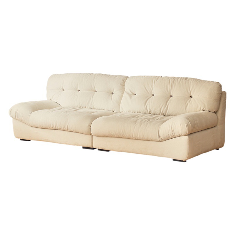 Nube italiana sofá crema estilo minimalista diseñador abajo sala de estar pequeño apartamento fila recta sofá de tela Foshan