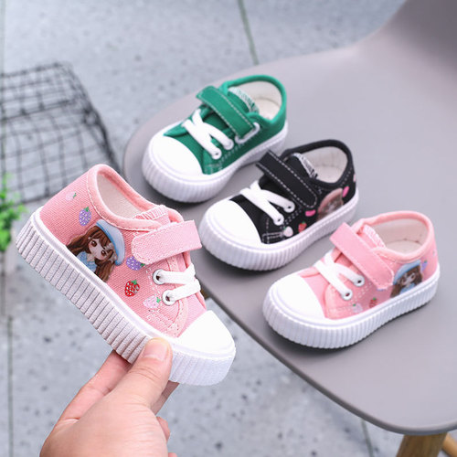  Spring and Autumn New Children's Canvas Shoes for Girls, Soft Soled Baby Learning to Walk Shoes, Boys' Board Shoes, Breathable Fabric Shoes