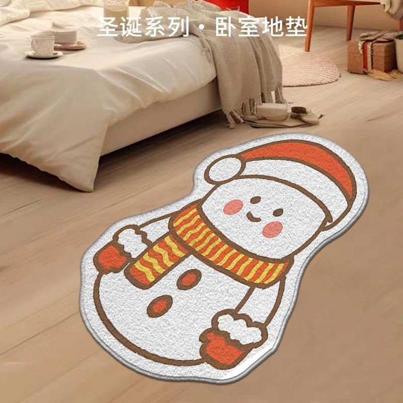クロスボーダー TEMU 特殊形状クリスマス雰囲気模造カシミヤフロアマット玄関簡単ケアフットマットリビングルーム装飾フロアマット|undefined