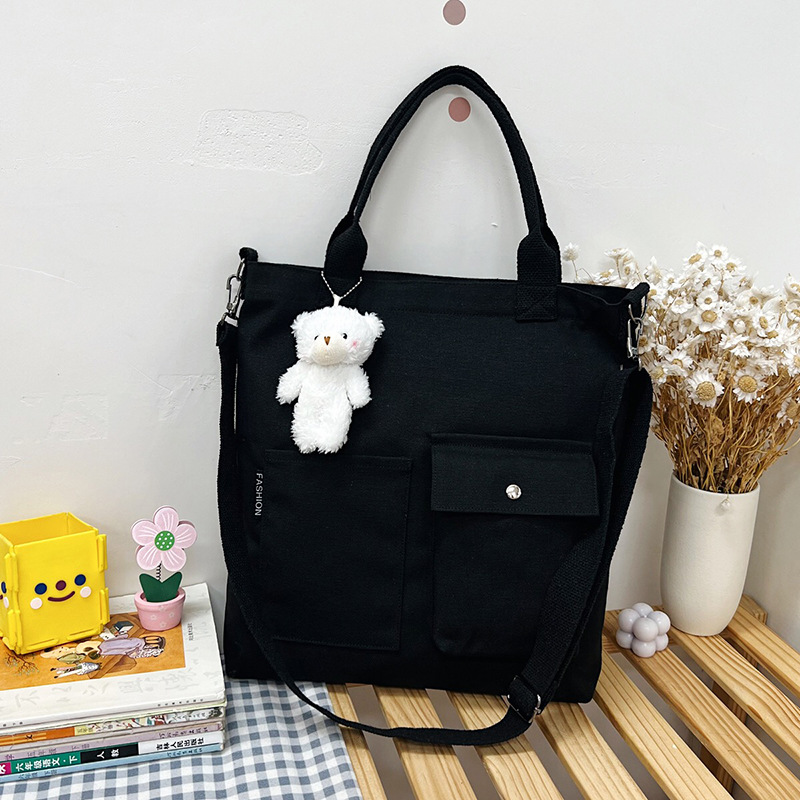 Estilo coreano estudiante bolsa de lona Portátil Bolsa de hombro de gran capacidad correa de hombro de las mujeres bolsa de mensajero desmontable bolsa de compras simple