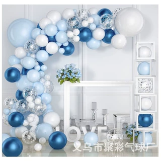 新款金属蓝色海洋马卡龙气球套装生日派对装饰用品气球链套装批发